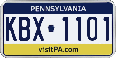 PA license plate KBX1101