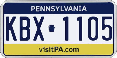 PA license plate KBX1105