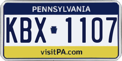 PA license plate KBX1107
