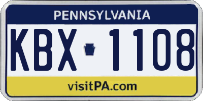 PA license plate KBX1108