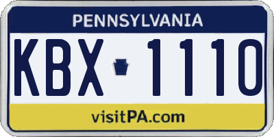PA license plate KBX1110