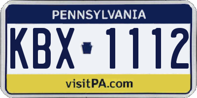 PA license plate KBX1112