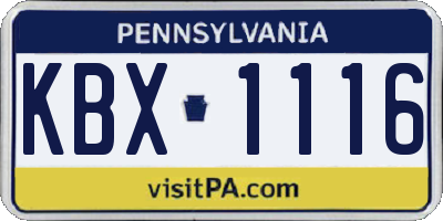 PA license plate KBX1116