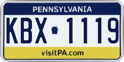 PA license plate KBX1119