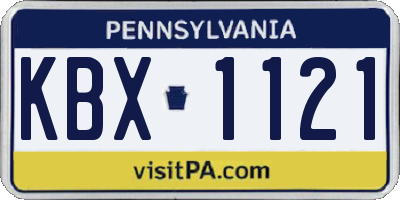 PA license plate KBX1121