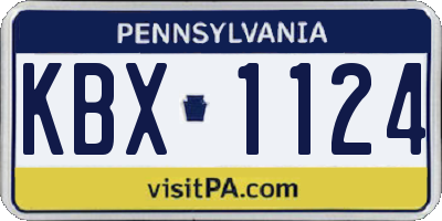 PA license plate KBX1124