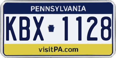 PA license plate KBX1128