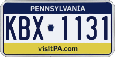 PA license plate KBX1131