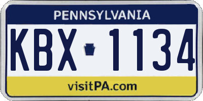 PA license plate KBX1134