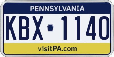 PA license plate KBX1140