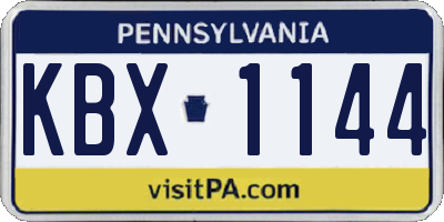 PA license plate KBX1144