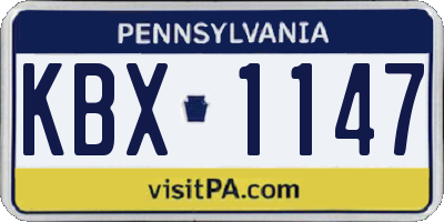 PA license plate KBX1147