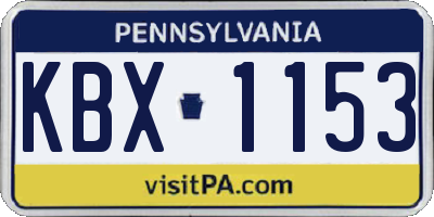 PA license plate KBX1153