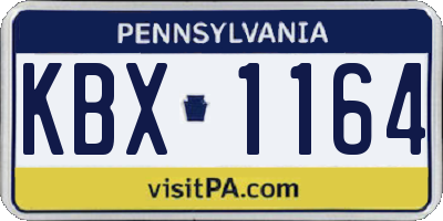 PA license plate KBX1164