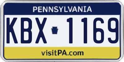 PA license plate KBX1169