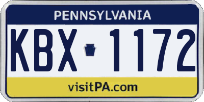 PA license plate KBX1172