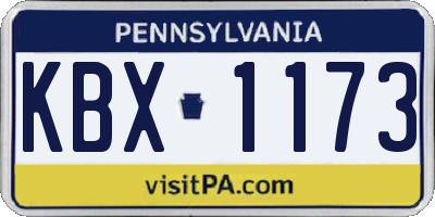 PA license plate KBX1173