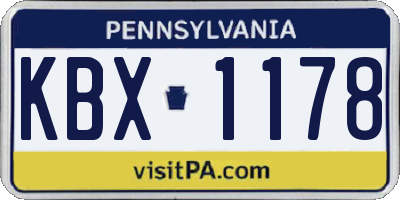 PA license plate KBX1178