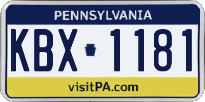 PA license plate KBX1181