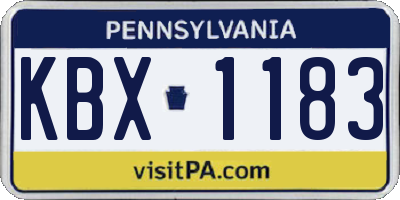 PA license plate KBX1183