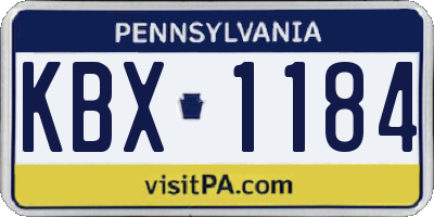 PA license plate KBX1184