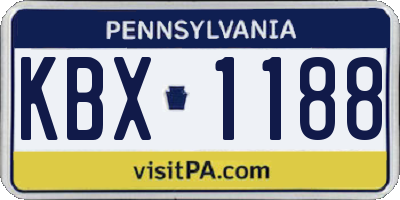 PA license plate KBX1188