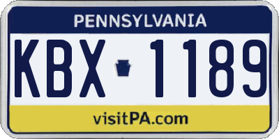 PA license plate KBX1189