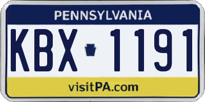 PA license plate KBX1191