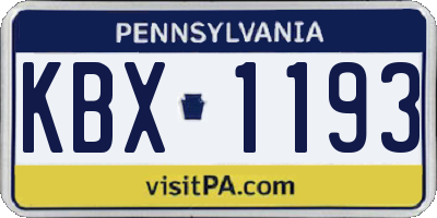 PA license plate KBX1193