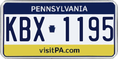 PA license plate KBX1195
