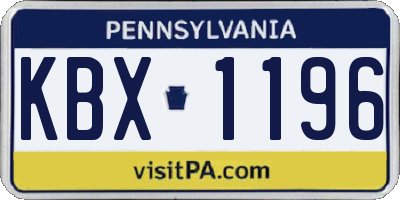 PA license plate KBX1196