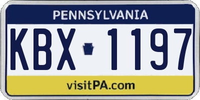 PA license plate KBX1197