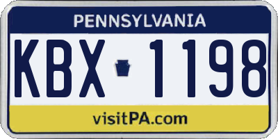 PA license plate KBX1198