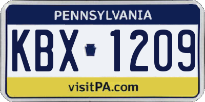 PA license plate KBX1209