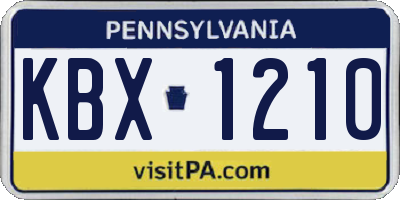 PA license plate KBX1210
