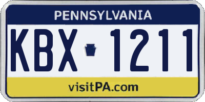 PA license plate KBX1211