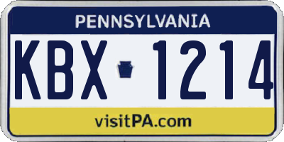 PA license plate KBX1214