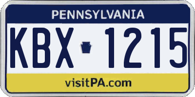PA license plate KBX1215