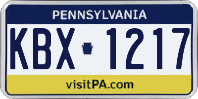PA license plate KBX1217
