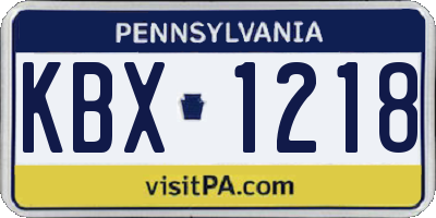 PA license plate KBX1218