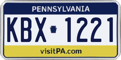 PA license plate KBX1221
