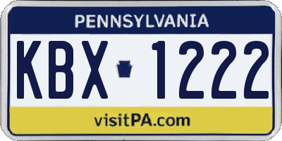PA license plate KBX1222