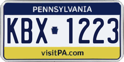 PA license plate KBX1223