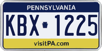 PA license plate KBX1225