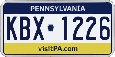 PA license plate KBX1226