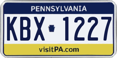 PA license plate KBX1227