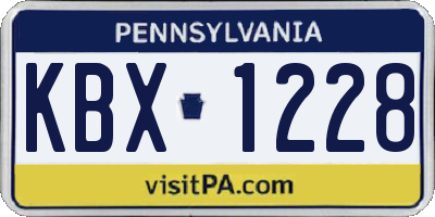 PA license plate KBX1228