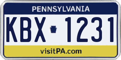 PA license plate KBX1231
