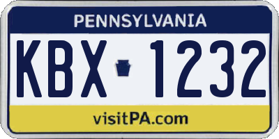PA license plate KBX1232