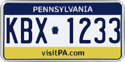 PA license plate KBX1233
